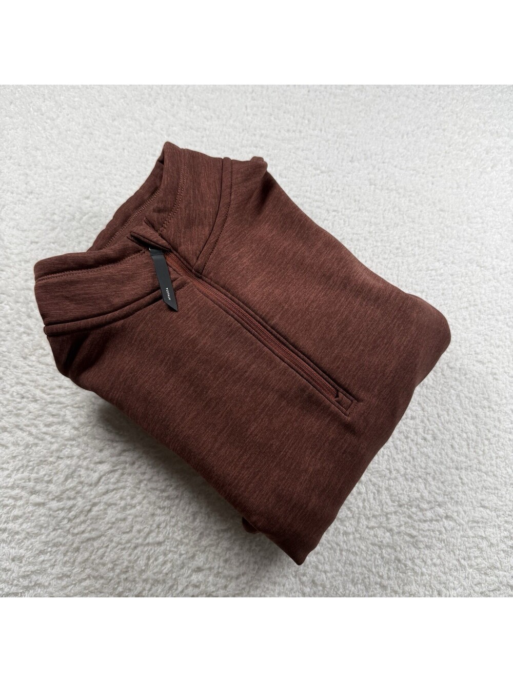 Athleta Women’s Medium Brown Quarter Zip Pullover Fleece Lined Pocket Casual